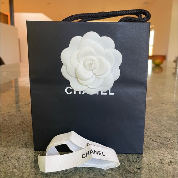 new small CHANEL gift shopping bag with ribbon and camellia - Picture 1 of 2